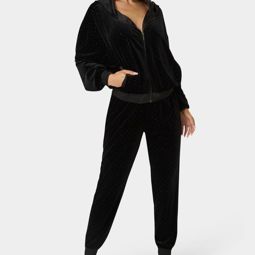 Embellished Zip Up Hoodie and Jogger Pant